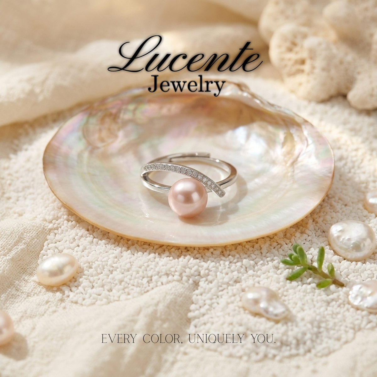 Ethereal Pink Freshwater Pearl Wave Bypass Ring