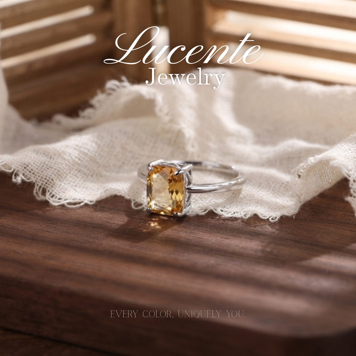 Natural Cushion Citrine Solitaire Ring
