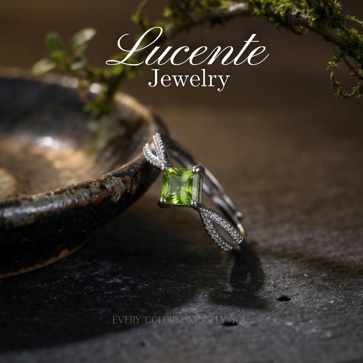 Radiant Princess-Cut Peridot Infinity Ring
