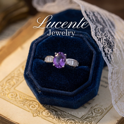 Glamorous Oval Amethyst Art Deco Baguette Ring