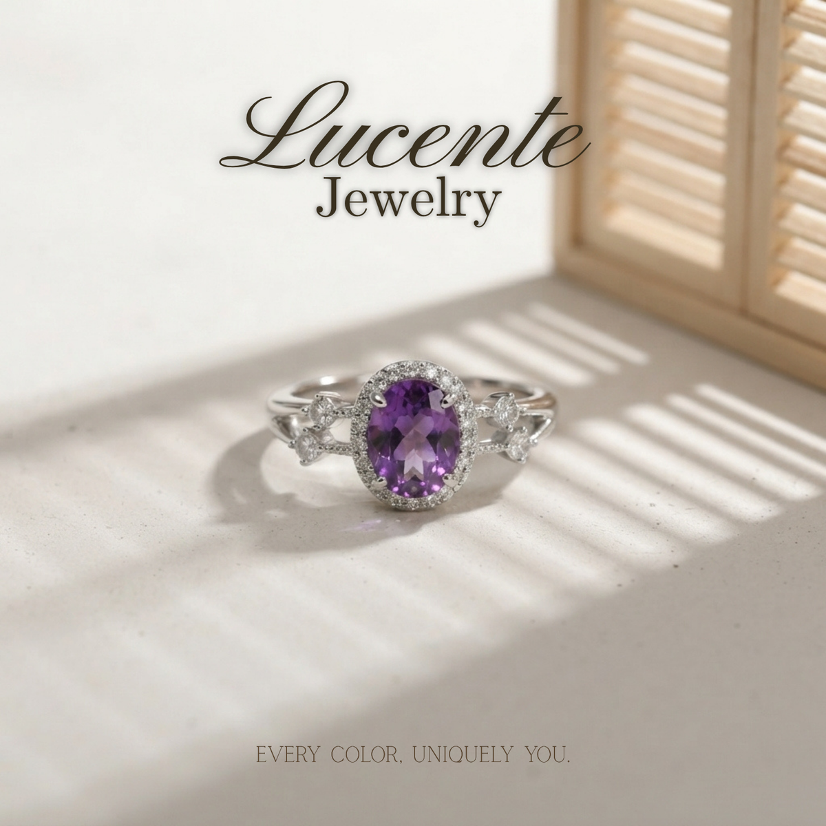Radiant Oval Amethyst Vintage Halo Split-Shank Ring