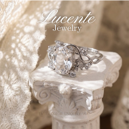 Enchanting Botanical Clear Quartz Leaf Ring