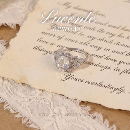 Enchanting Botanical Clear Quartz Leaf Ring