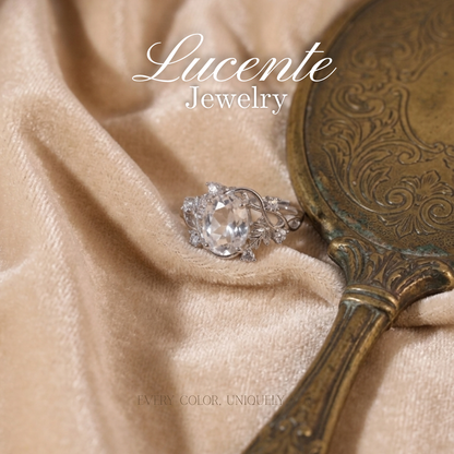Enchanting Botanical Clear Quartz Leaf Ring
