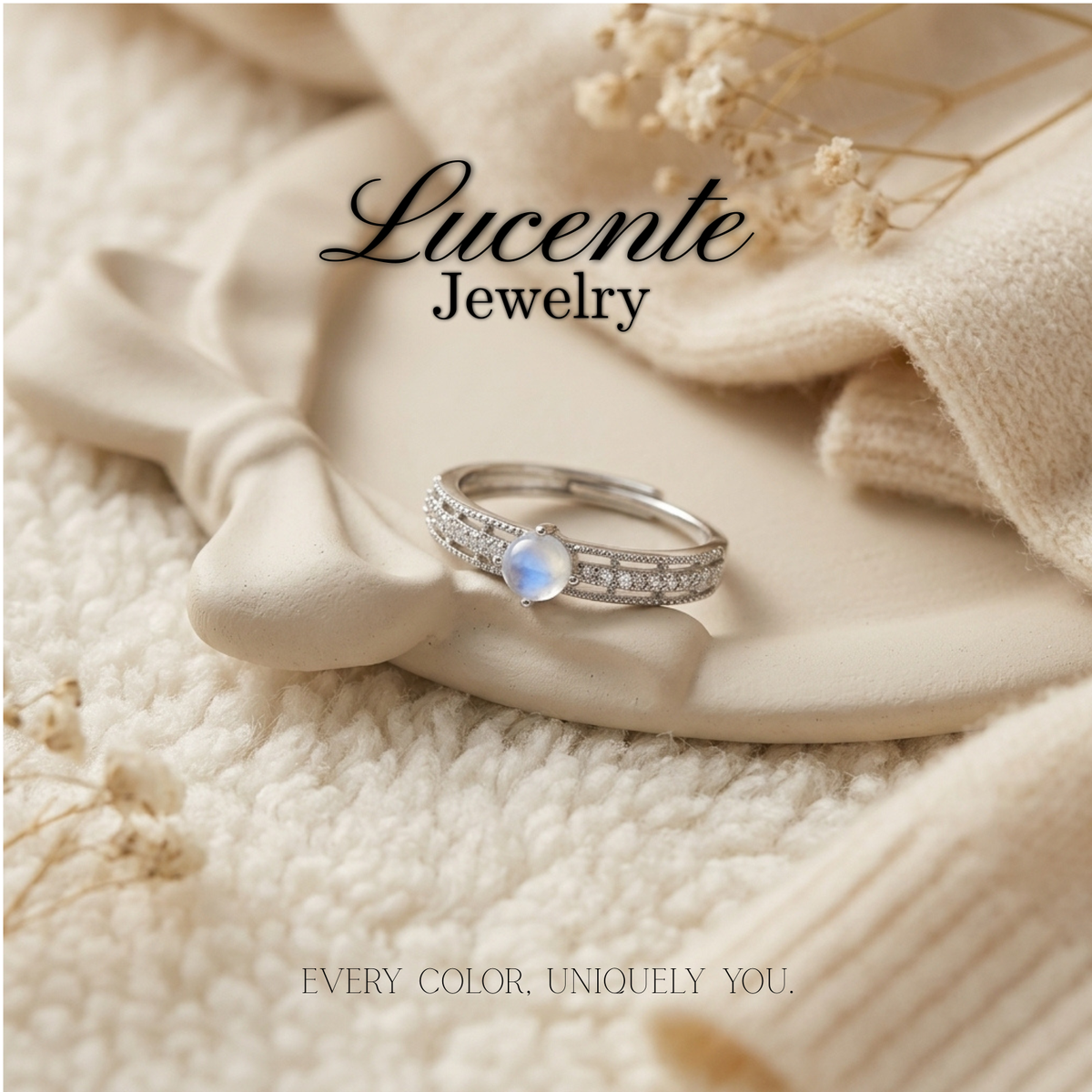 Celestial Moonstone Dainty Ring