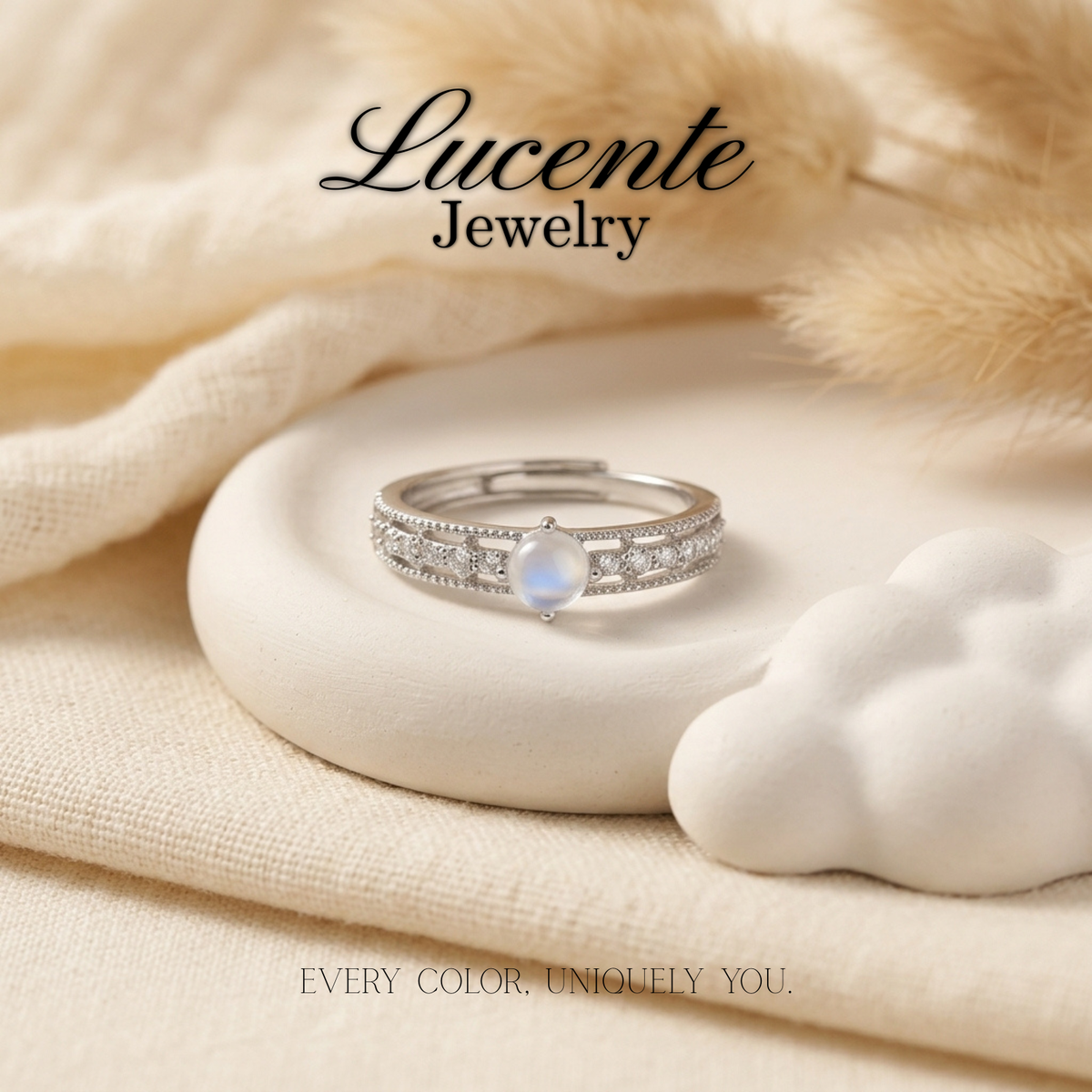Celestial Moonstone Dainty Ring