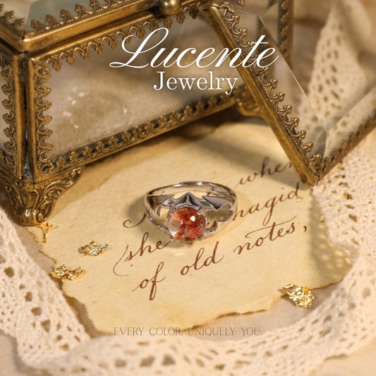 Natural Red Phantom Quartz Ring