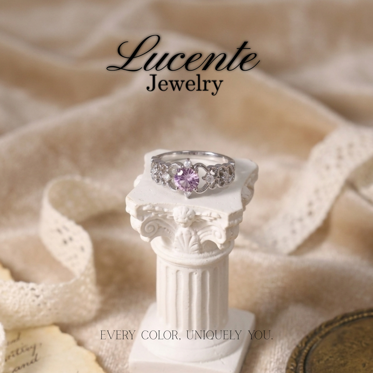 Natural Round Amethyst Filigree Ring