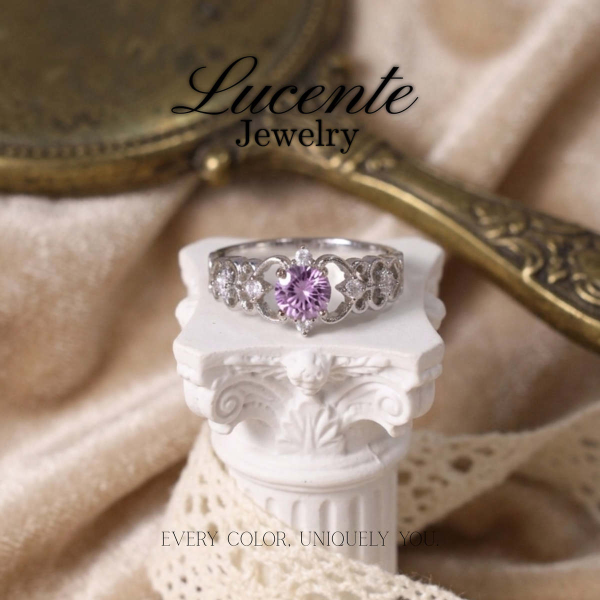 Natural Round Amethyst Filigree Ring