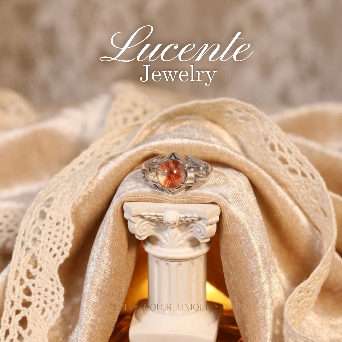 Natural Red Phantom Quartz Ring