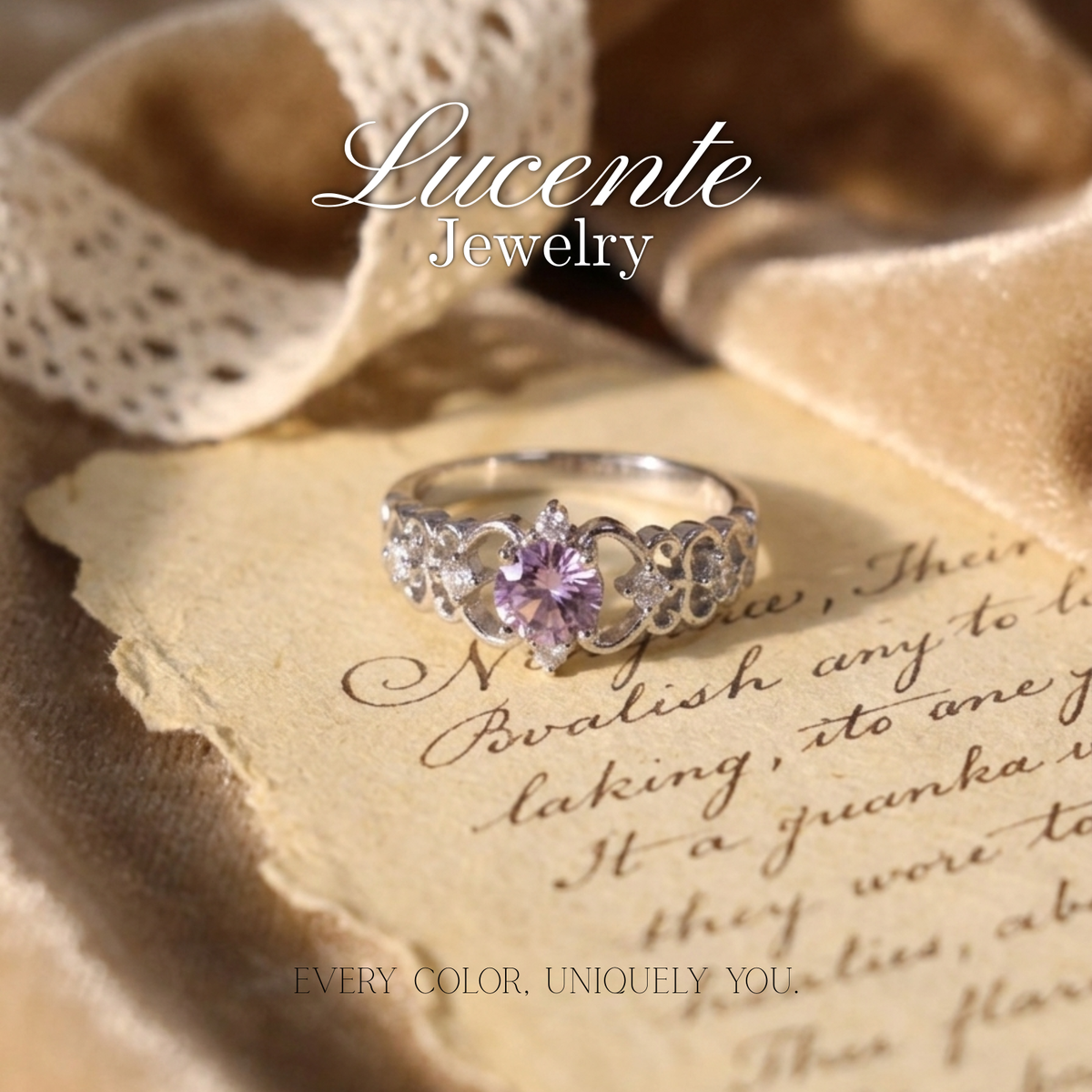 Natural Round Amethyst Filigree Ring