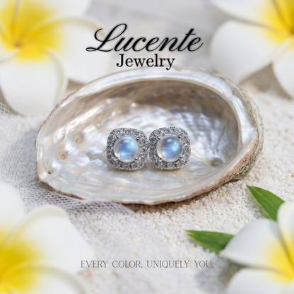 Natural Moonstone Stud Earrings