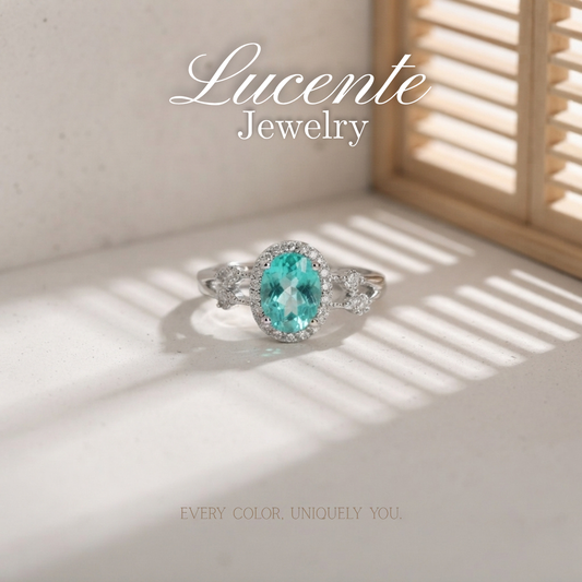 Ocean Blue Topaz Oval Engagement Ring