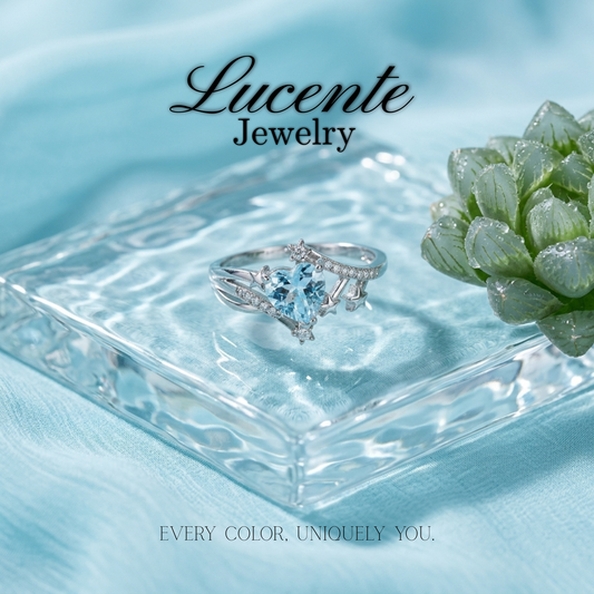 Celestial Heart Blue Topaz Shooting Star Wave Ring