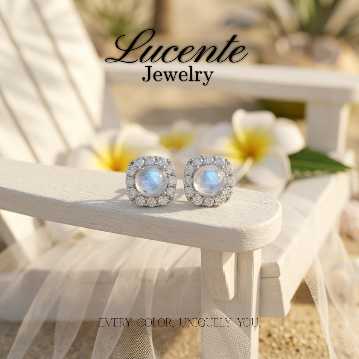Natural Moonstone Stud Earrings