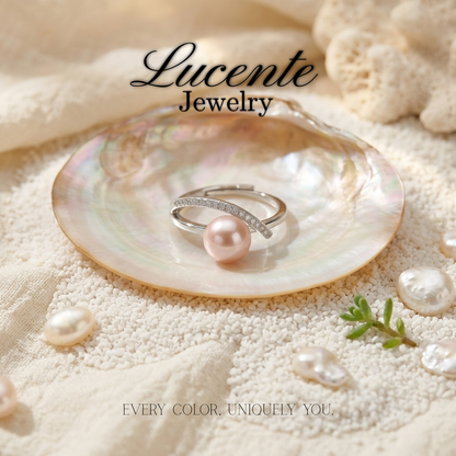 Ethereal Pink Freshwater Pearl Wave Bypass Ring