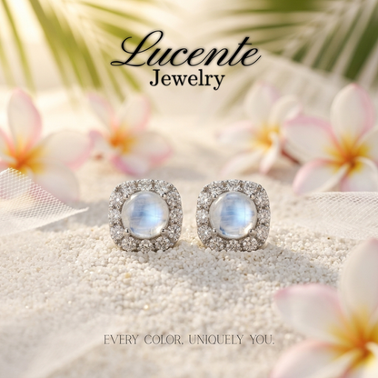 Natural Moonstone Stud Earrings