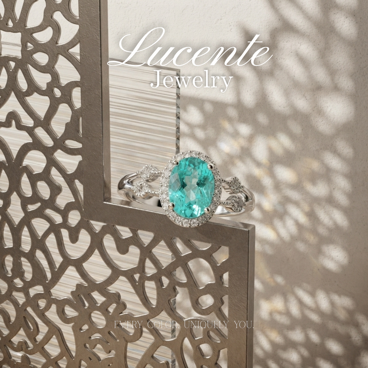 Radiant Oval Mint Blue Topaz Halo Ring