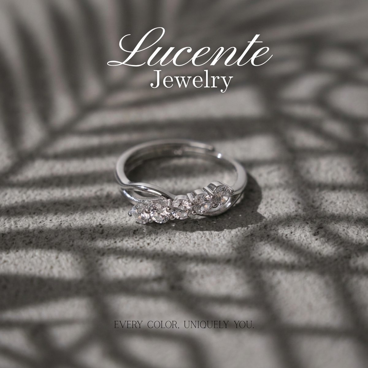 Delicate Curved Clear Quartz Wave Cluster Ring