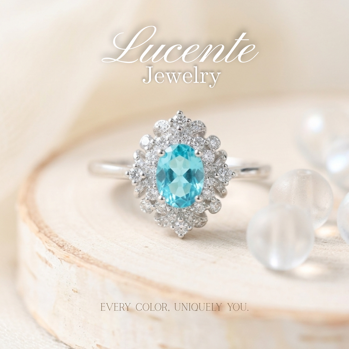 Swiss Blue Topaz Sunburst Ring