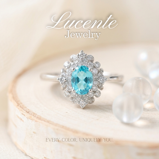 Swiss Blue Topaz Sunburst Ring
