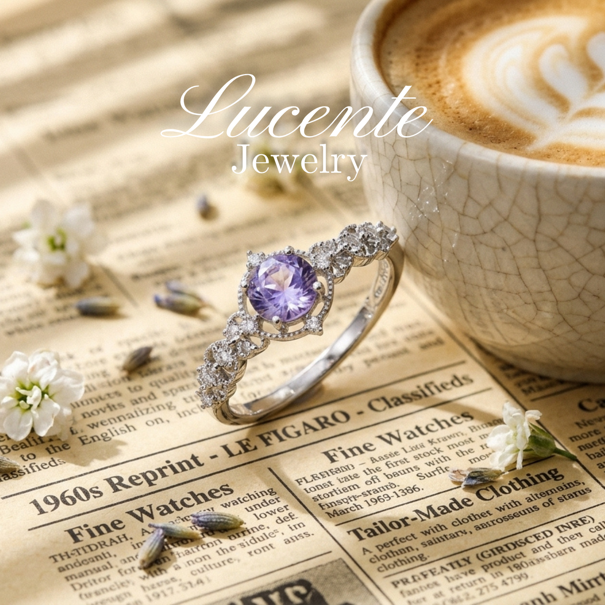 Enchanting Round Amethyst Vintage Floral Lace Ring