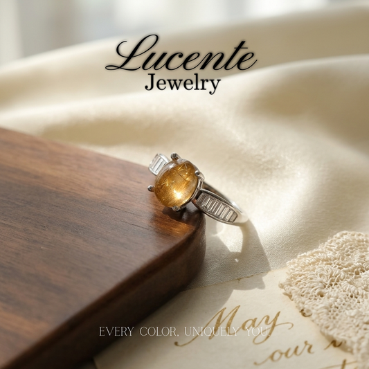 Radiant Copper Rutilated Quartz Statement Ring
