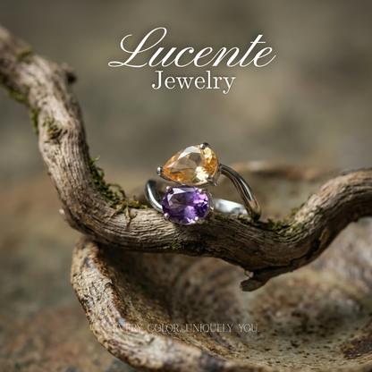 Natural Amethyst & Citrine Toi et Moi Ring